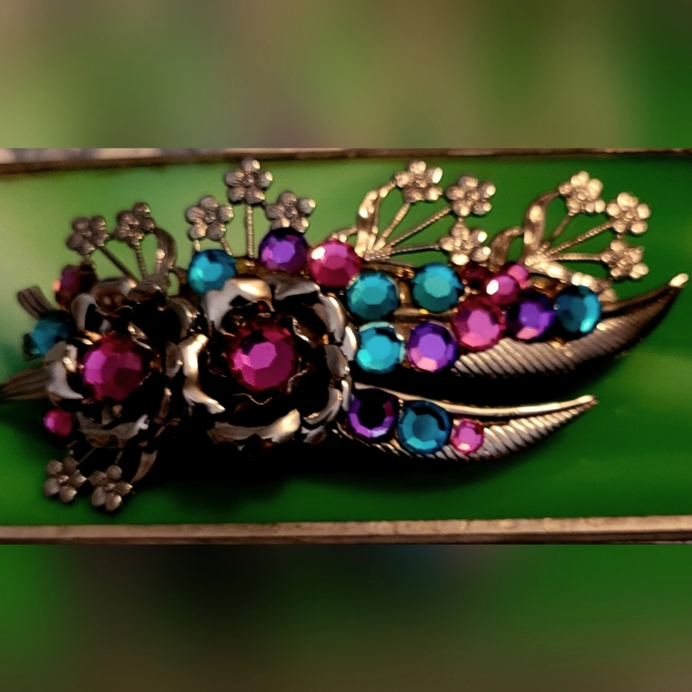 Floral Gemstone Hair Clip  Multicolor